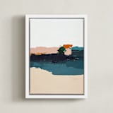 "Malibu Seascape" - Art Print in Peach by Caryn Owen - Framed Canvas