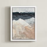 "Mountain Movements" - Art Print in Deep Teal by Kristen Franklin - Framed Canvas