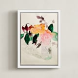 "Peonies" - Art Print in sarah bernhardt pink by Betsyness Studio - Framed Canvas
