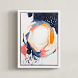"Light in dark" - Art Print in gold fever orange by Jihye Back Kim - Framed Canvas