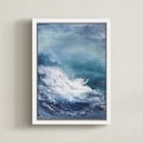 "Water Lily" - Art Print in Teal by Julia Contacessi - Framed Canvas