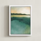 "Tranquil Harbor" - Art Print in Tranquil Green by AlisonJerry - Framed Canvas