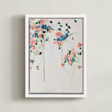 "Cascade" - Art Print in Coral by Sonal Nathwani - Framed Canvas