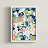 "Summer Rising" - Art Print in Slate Blue by Nancy Ramirez - Framed Canvas