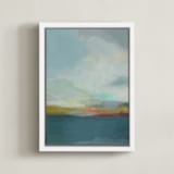 "Morning Walk" - Art Print in Morning Blue by AlisonJerry - Framed Canvas