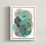 "Grey Thoughts" - Art Print in Teal by Maggie Ramirez Burns - Framed Canvas