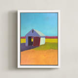 "Pumpkin Shed" - Art Print in Orange Gold by Carol C. Young - Framed Canvas