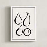 "Still-life with four pears" - Art Print in Black and Off-white by Sonya Percival - Framed Canvas