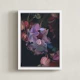 "Midnight Petals" - Art Print in Midnight Plum by Amy Hall - Framed Canvas