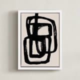 "Abstract ink brush" - Art Print in Obsidian by Cass Loh - Framed Canvas
