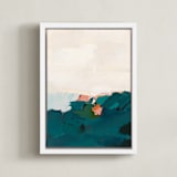 "Coastal Swell" - Art Print in White by Caryn Owen - Framed Canvas