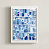 "Indigo Rhythm" - Art Print in White by Kristi Caterson - Framed Canvas