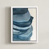 "Sky Pebbles 4" - Art Print in navy blue by Jenny Phillips - Framed Canvas