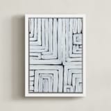 "GPS White Stripes and Black Lines" - Art Print in Black and White by Lauren Rutley - Framed Canvas