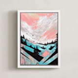 "To The Mountains" - Art Print in Salmon by Katy Abraham - Framed Canvas