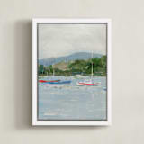 "Coastal Calm" - Art Print in Sea blue by Arohika Verma - Framed Canvas