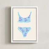 "Beach Day 2" - Art Print in Tender Blue by Johanne Dziemian - Framed Canvas