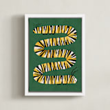 "Squiggly Caterpillar" - Art Print in Forest Green by Sabrina Excene - Framed Canvas