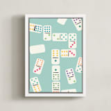 "Playful Pairs" - Art Print in Aqua by Lauren Jinhee - Framed Canvas