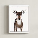 "Baby Animal Deer" - Art Print in Chestnut Brown by Cass Loh - Framed Canvas