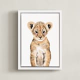 "Baby Animal Lion" - Art Print in Lion Mane by Cass Loh - Framed Canvas