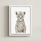 "Baby Animal Leopard" - Art Print in Hazel Wood by Cass Loh - Framed Canvas