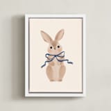 "Hare with Bow" - Art Print in Royal Blue by Vivian Yiwing - Framed Canvas