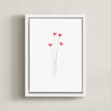 "Watercolor Heart Bouquet" - Art Print in Rose by Belia Simm - Framed Canvas