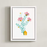 "Mom is Home" - Art Print in Emerald Blue by Silvana Pacheco - Framed Canvas