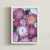 "Arleth ranunculus bouquet" - Art Print in Cool pink by Rosana Laiz Blursbyai - Framed Canvas