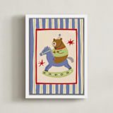 "The Bear That Riding The Rocking Horse" - Art Print in Dusty by Kartika Paramita - Framed Canvas