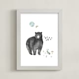 "Bear and Bunny" - Art Print in Grey by Emilie Simpson - Framed