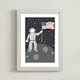 "Up in Space Astronaut" - Art Print in Muted Blue by Maggie Unruh - Framed