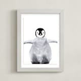 "Baby Animal Penguin" - Art Print in Antarctic Grey by Cass Loh - Framed