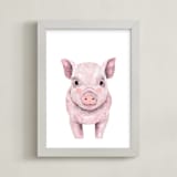 "Baby Animal Pig" - Art Print in Rosy Blush by Cass Loh - Framed