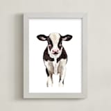 "Baby Animal Ox" - Art Print in Dark Chocolate by Cass Loh - Framed