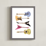 "Mega Guitars" - Art Print in Fruit Punch Pink by Lisa Travis - Framed