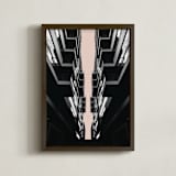 "Balconies" - Art Print in Peach by Rebecca Humphreys - Framed