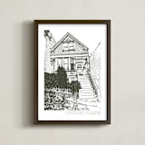 "House: Portrait Custom Print with Text" - Custom Print in Olive Shadow by Minted - Framed