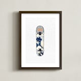 "SK8 Deck - Wave" - Art Print in Blues and Grays by Celeste Duffy - Framed