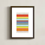 "Boho Floral Rug" - Art Print in Cherry Red by Jan Shepherd - Framed