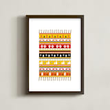 "Rustic Robot Rug" - Art Print in Mustard Yellow by Jan Shepherd - Framed