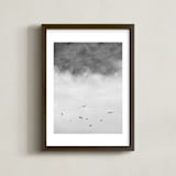 "Soaring Trio 2" - Art Print in Charcoal by Three Wings North - Framed