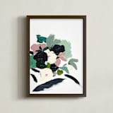 "Botanical Series Pink and  Mint" - Art Print in mint green by Caryn Owen - Framed