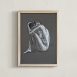 "Round" - Art Print in Charcoal Gray by Anne Morrison - Framed
