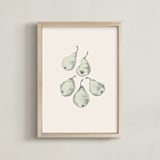 "Pears as Tears" - Art Print in soft green by Catilustre - Framed