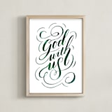 "God With Us Script" - Art Print in Evergreen by Alethea and Ruth - Framed