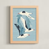"Seagulls" - Art Print in Neutral Blue Green by Roochita Chachra - Framed