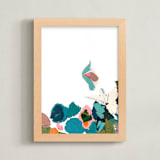 "Garden in Bloom" - Art Print in Robin's Egg by Caryn Owen - Framed