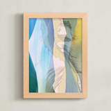 "Nature lines" - Art Print in Blue and Yellow by Teo - Framed